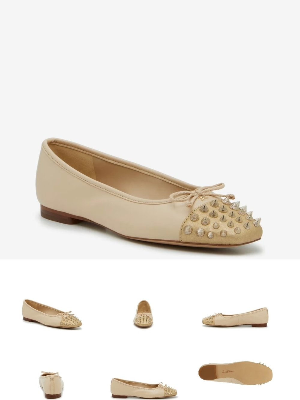 Sam Edelman Cream  Studded Toe Ballet Flats Women Size 7.5 USED ONCE